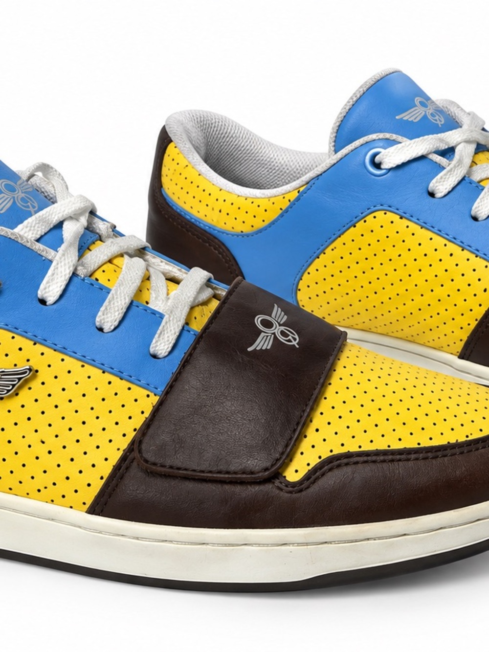 Creative Recreation Cesario Lo Men’s 13 Leather Sneakers Brown Yellow Blue